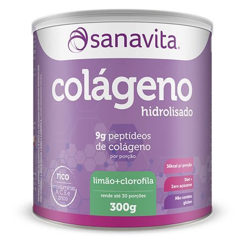 Col�geno Hidrolisado - 300g Lim�o + Clorofila - Sanavita