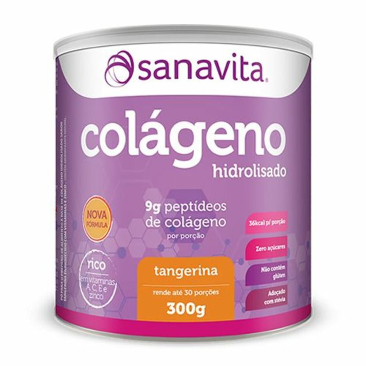 Col�geno Hidrolisado - 300g Tangerina - Sanavita
