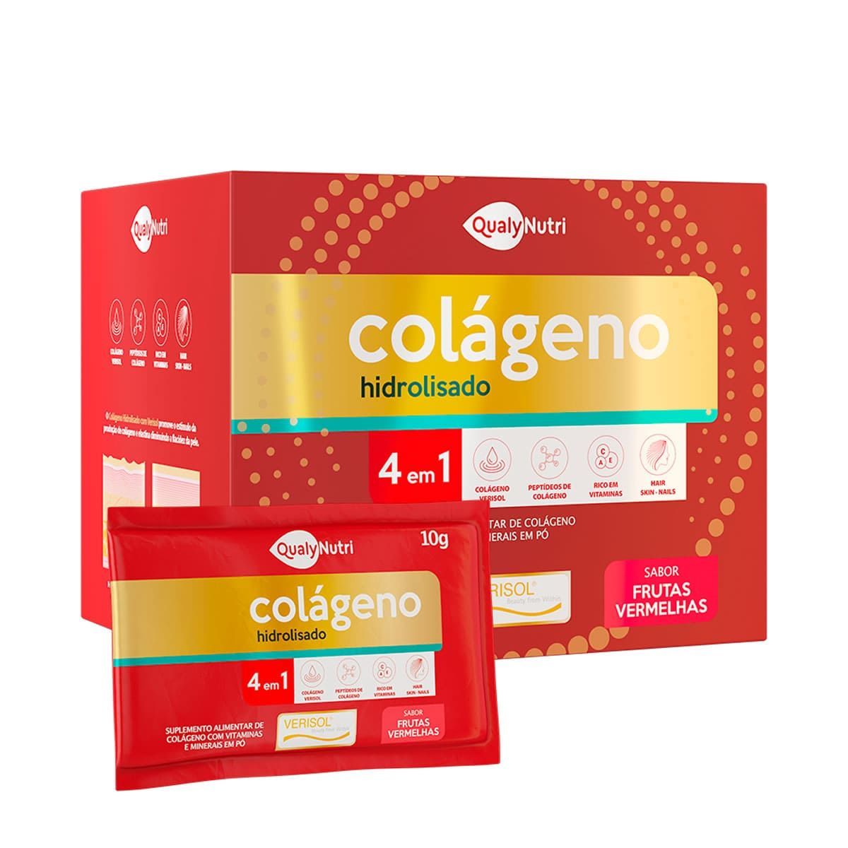 Col�geno Hidrolisado Verisol 4x1 - 30 Sach�s Frutas Vermelhas - QualyNutri