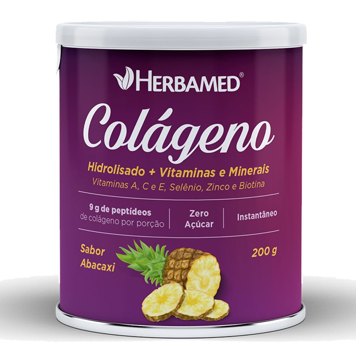 Col�geno Hidrolisado + Vitaminas e Minerais - 200g Abacaxi - Herbamed*** Data Venc. 30/05/2024