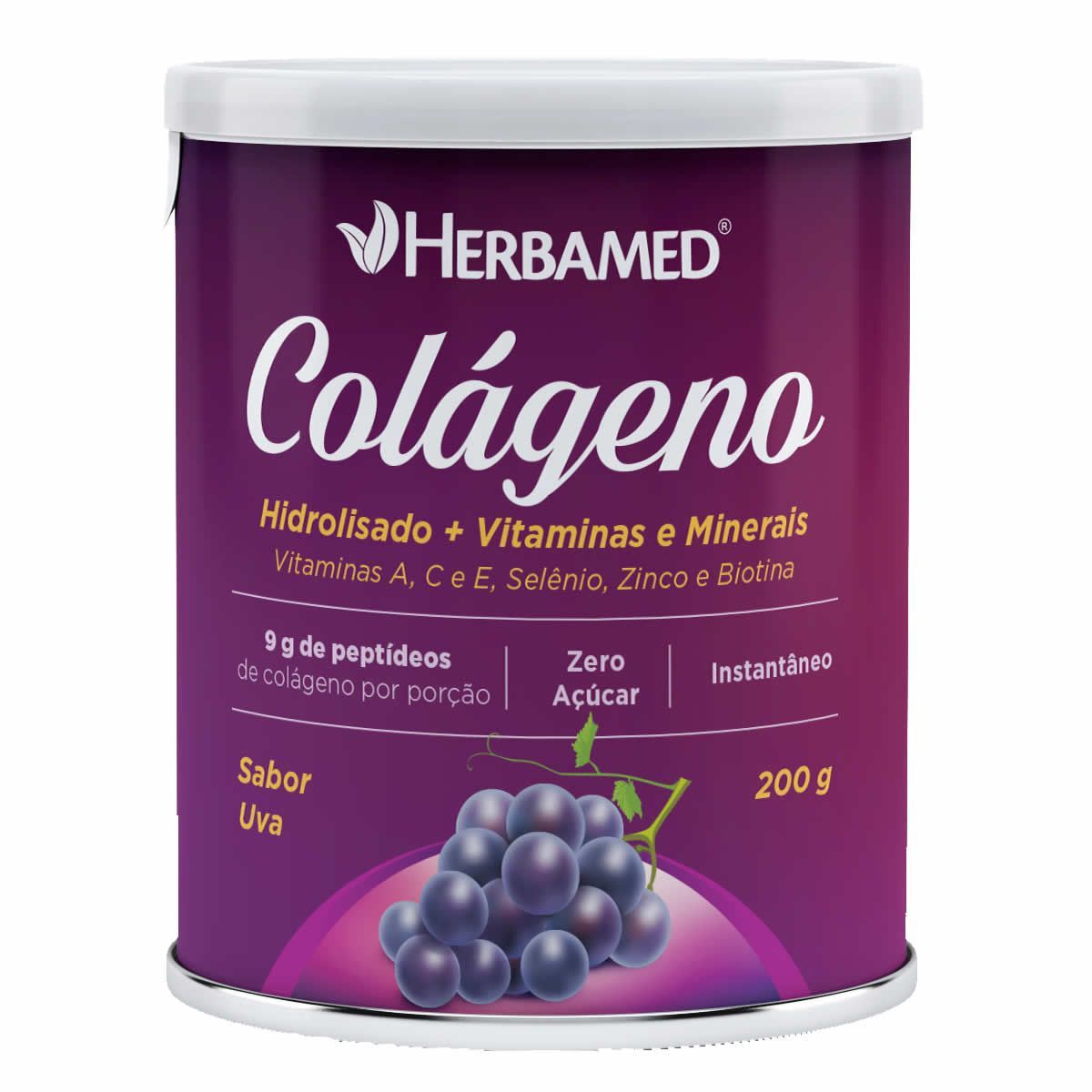 Col�geno Hidrolisado + Vitaminas e Minerais - 200g Uva - Herbamed