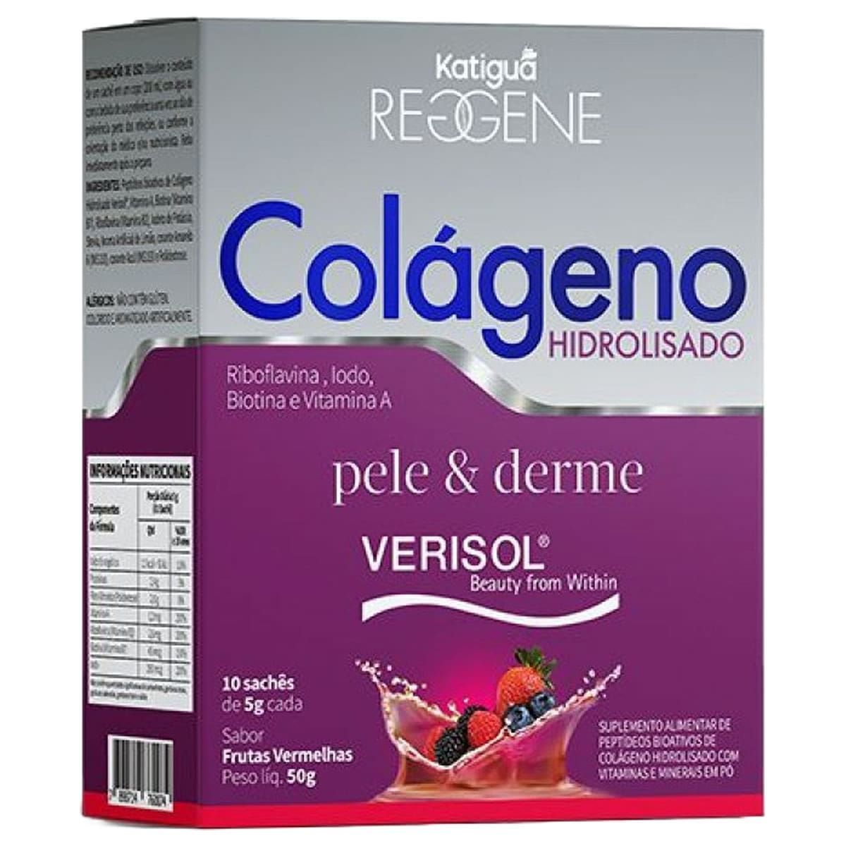Col�geno Pele e Derme Verisol - 10 Sach�s 5g Frutas Vermelhas - Katigu�