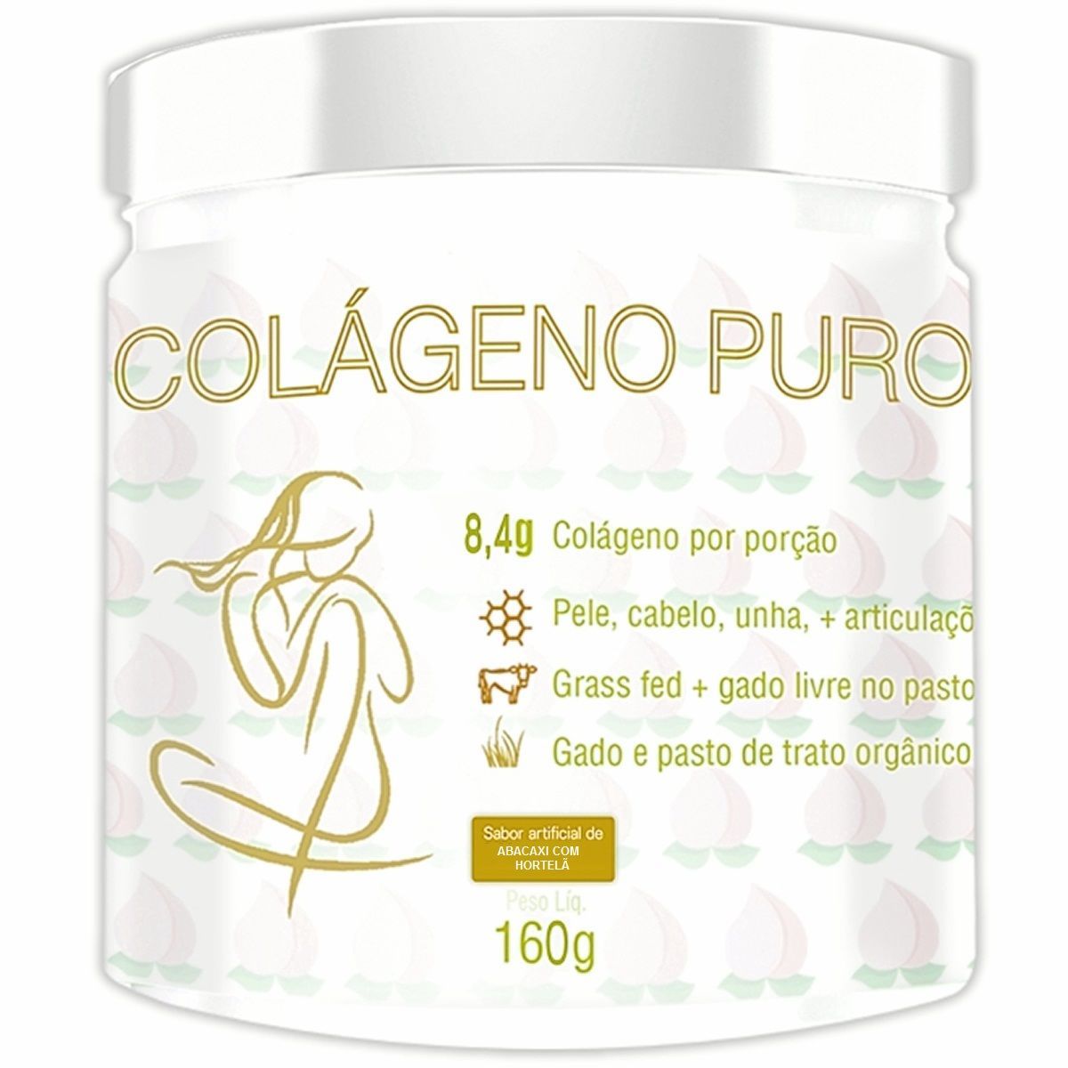 Col�geno Puro Tipo I e III - 160g Abacaxi com Hortel� - Bel�ssima