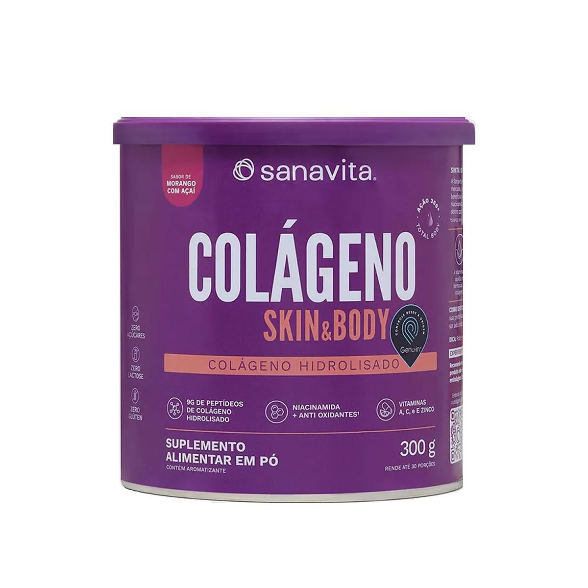 Col�geno Skin - 200g Morango Com A�a� - Sanavita