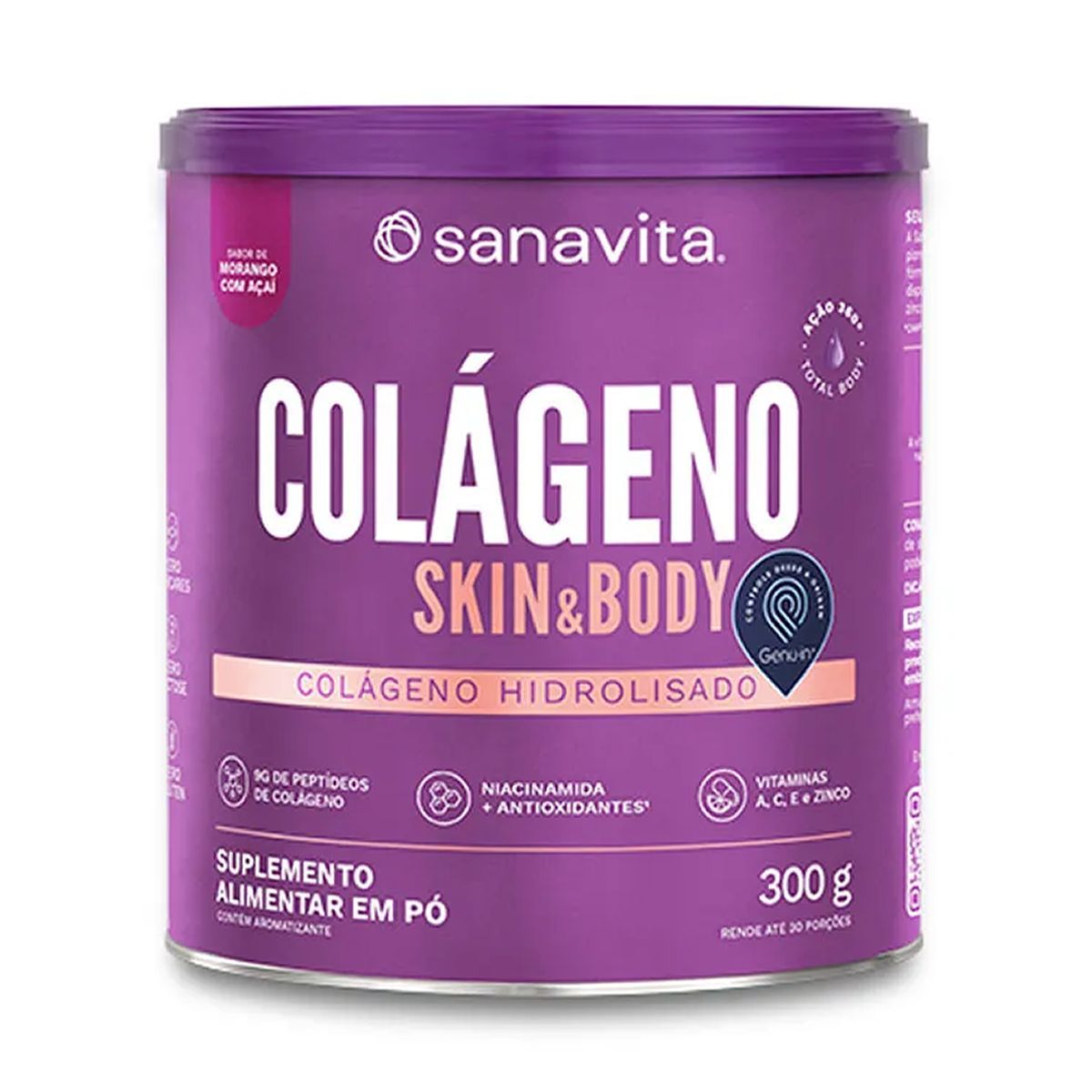 Col�geno Skin - 300g Morango Com A�a� - Sanavita