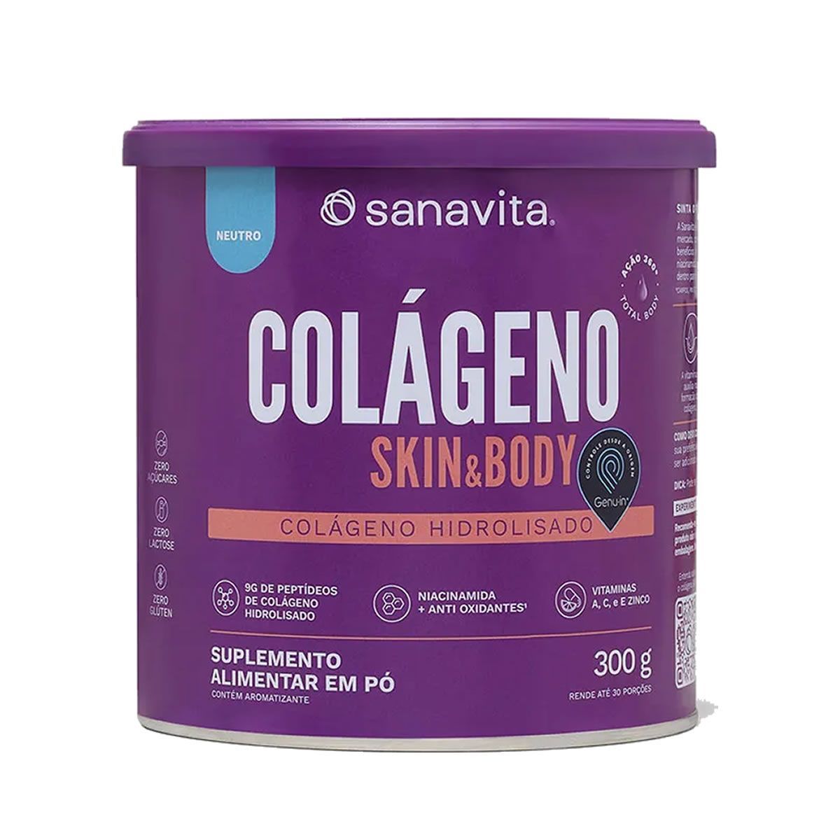 Col�geno Skin - 300g Neutro - Sanavita*** EMBALAGEM COM AVARIA*** Data Venc. 19/09/2026