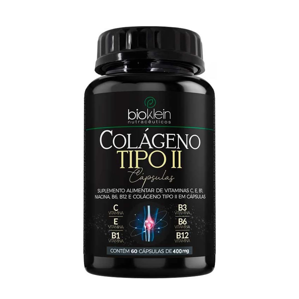 Col�geno Tipo II Com Vitaminas 400mg - 60 C�psulas - Bioklein