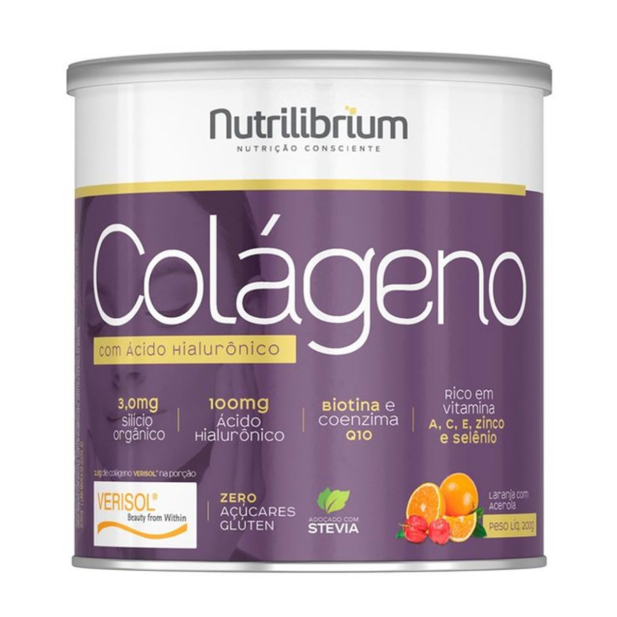Col�geno Verisol com �cido Hialur�nico - 200g Laranja com Acerola - Nutrilibrium