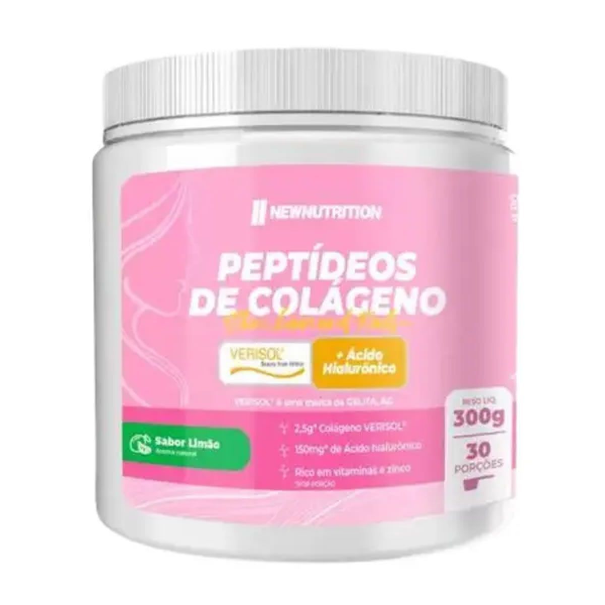 Pept�deos de Col�geno Verisol com �cido Hialur�nico - 300g Lim�o - NewNutrition