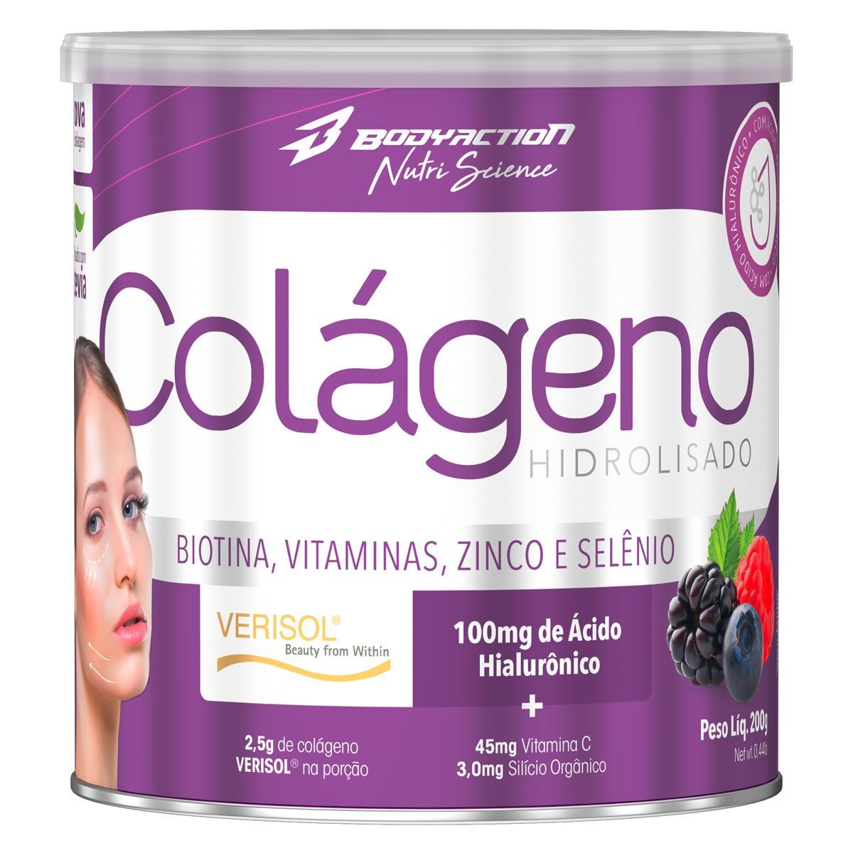 Col�geno Verisol Com Hialur�nico - 200g Frutas Vermelhas - BodyAction*** Data Venc. 30/12/2025 A.E.