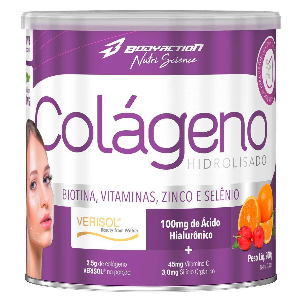 Col�geno Verisol Com Hialur�nico - 200g Laranja com Acerola - BodyAction