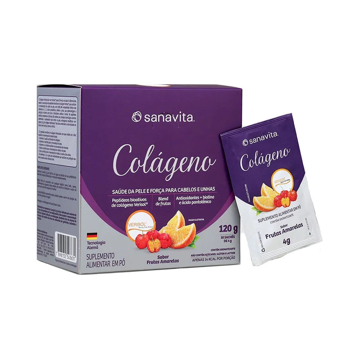 Col�geno Verisol Hidrolisado - 30 Sticke de 4g Frutas Amarelas - Sanavita