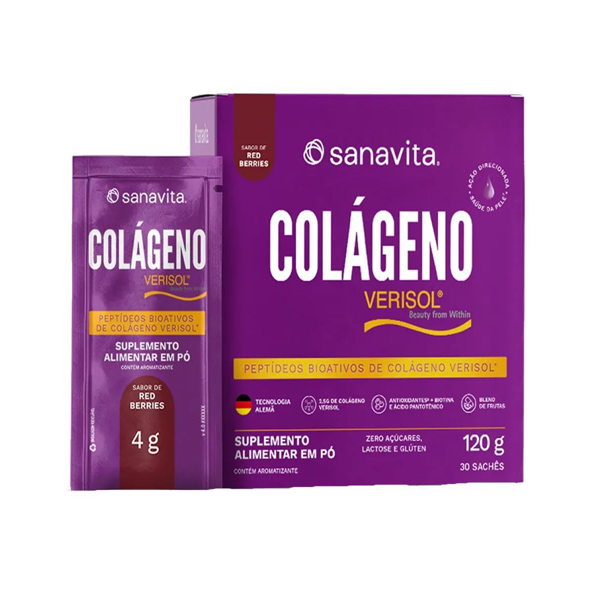 Col�geno Verisol Hidrolisado - 30 Sticks de 4g Red Berries - Sanavita