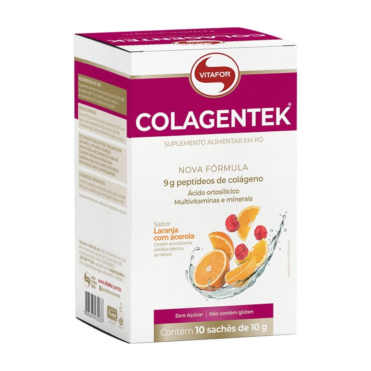 Colagentek - 10 Sach�s 10g Laranja Com Acerola - Vitafor*** Data Venc. 30/8/23