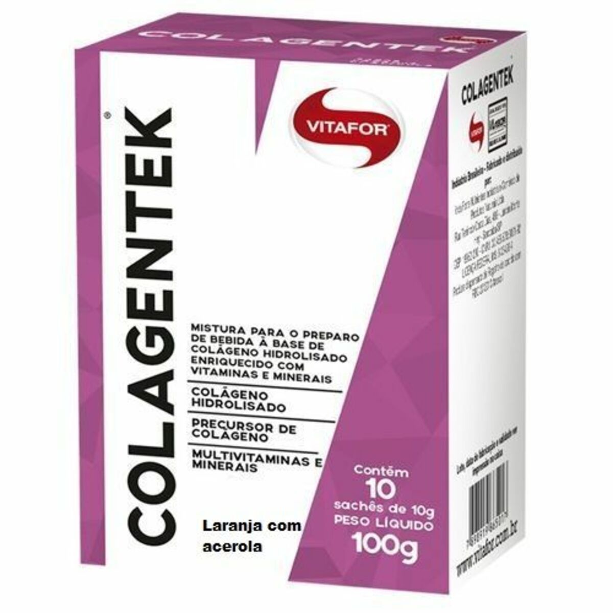Colagentek - 10 Sach�s 10g Laranja Com Acerola - Vitafor*** Data Venc. 30/09/2022