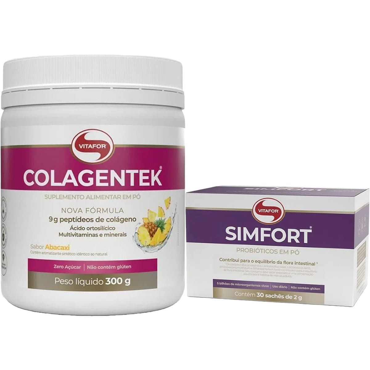 Colagentek - 300g Abacaxi + Simfort - 30 Sach�s 2g - Vitafor
