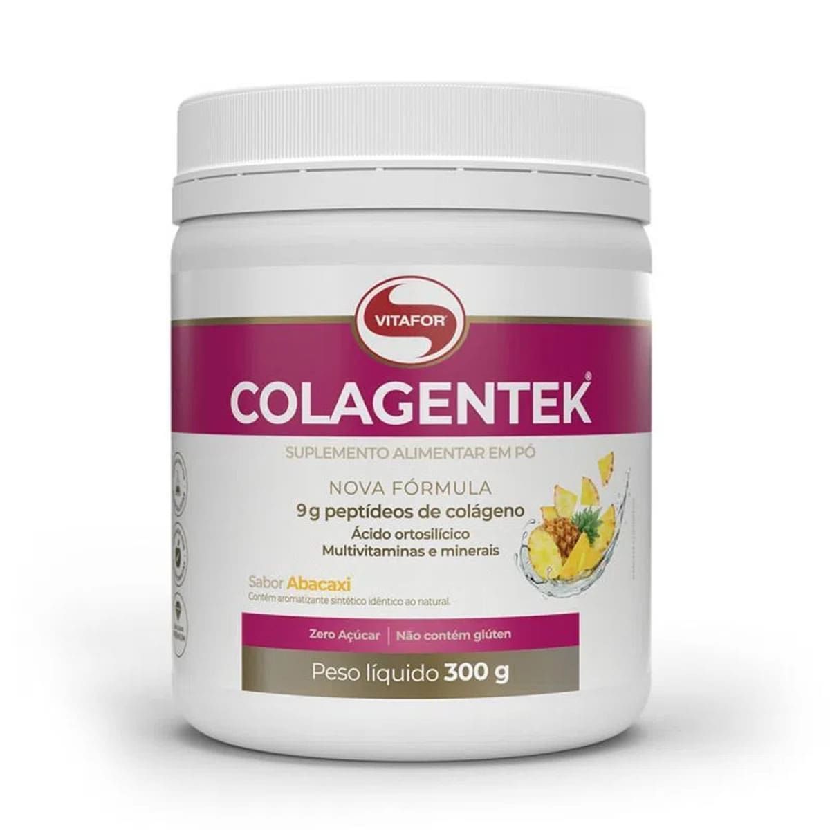 Colagentek - 300g Abacaxi - Vitafor*** PEQUENA AVARIA NA TAMPA E LACRE ***Data Venc. 30/12/2024