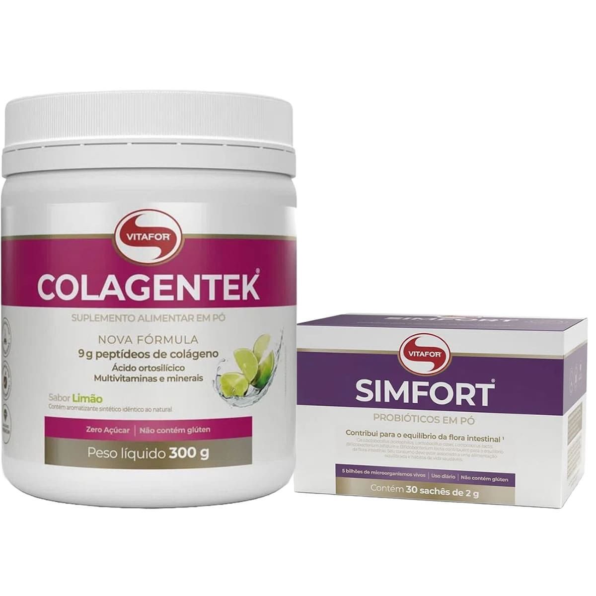 Colagentek - 300g Lim�o + Simfort - 30 Sach�s 2g - Vitafor