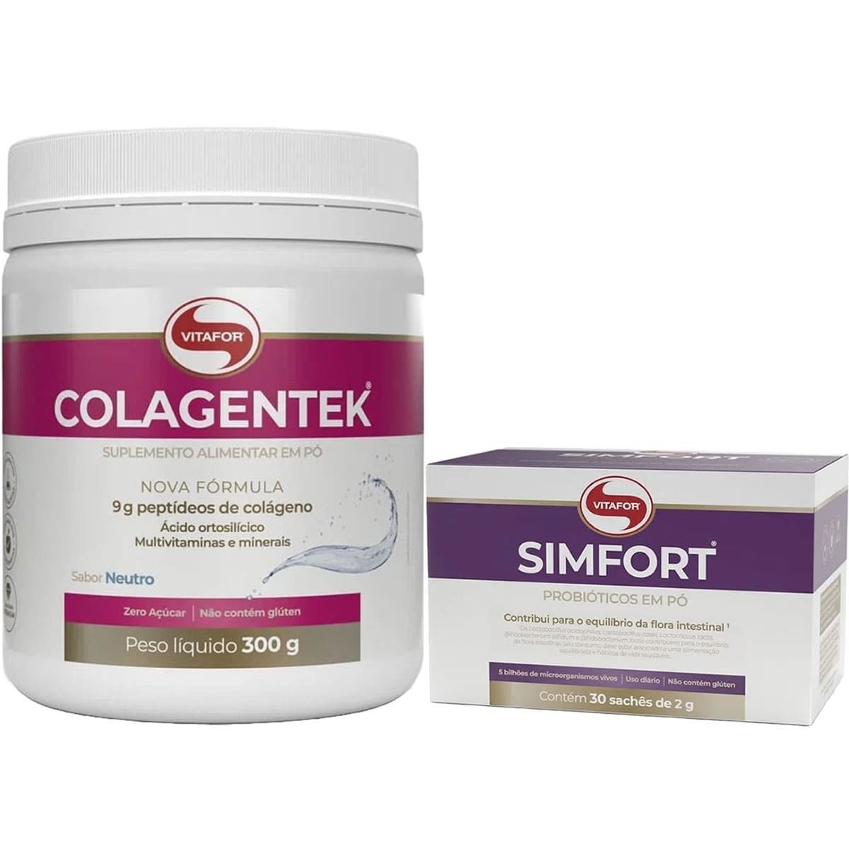 Colagentek - 300g Neutro + Simfort - 30 Sach�s 2g - Vitafor