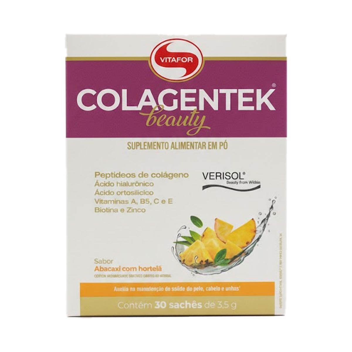 Colagentek Beauty Verisol - 30 Sach�s 3,5g Abacaxi com Hortel� - Vitafor