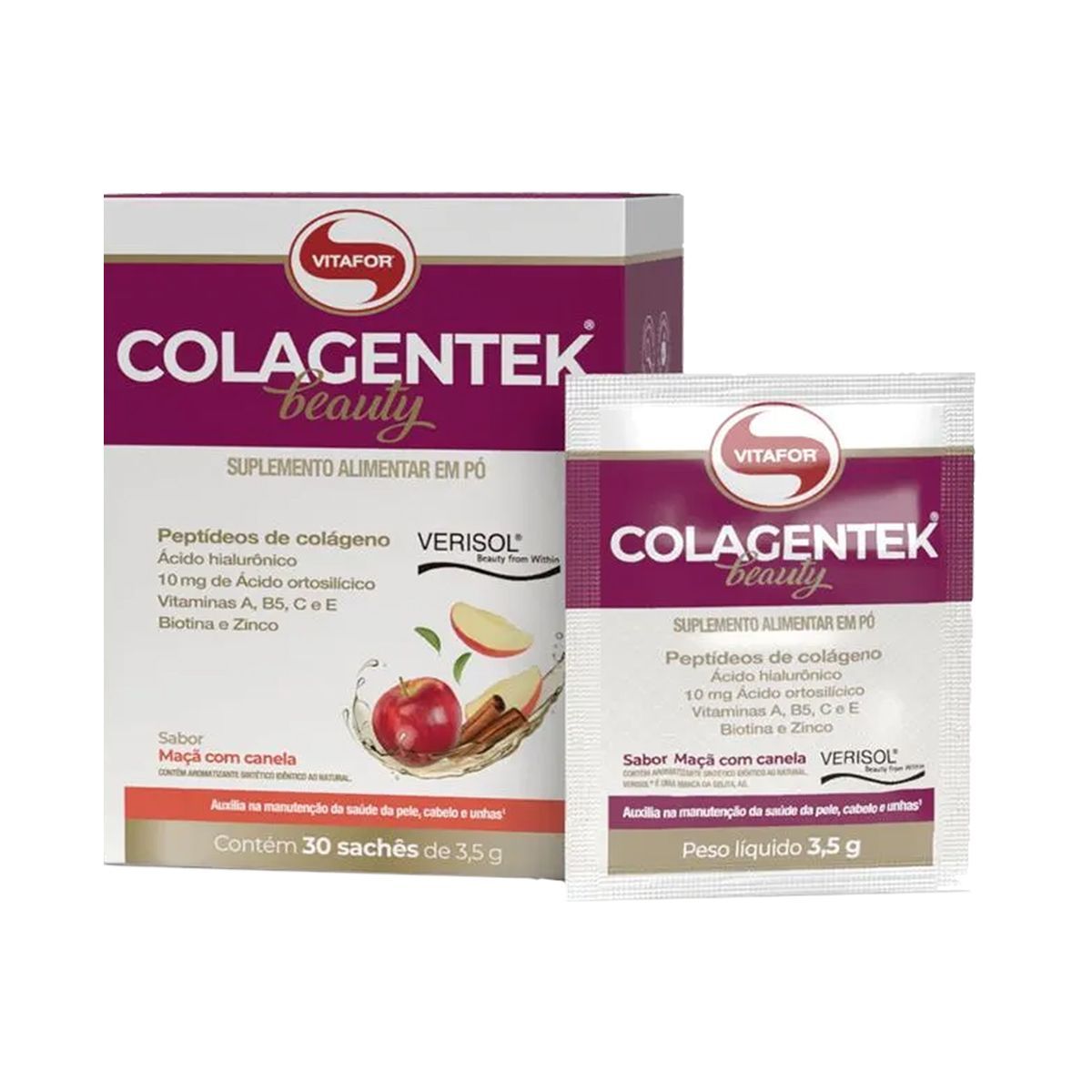 Colagentek Beauty Verisol - 30 Sach�s 3,5g Ma�� Com Canela - Vitafor
