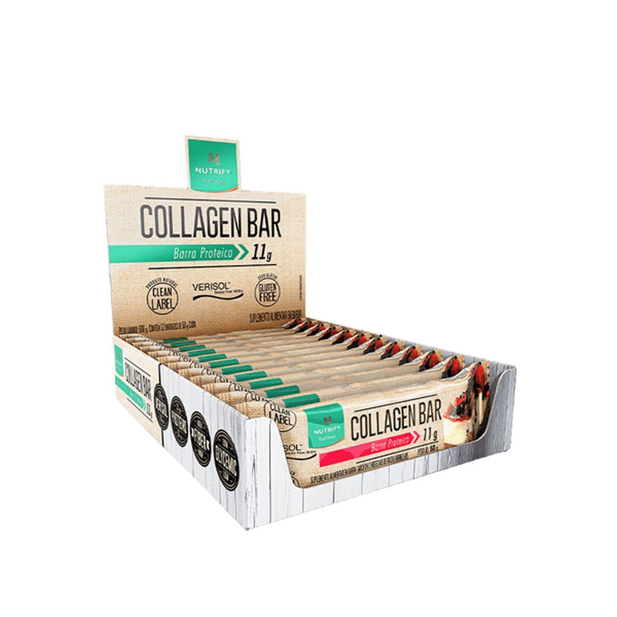 Collagen Bar - 10 Barras 50g Cheesecake de Frutas Vermelhas - Nutrify
