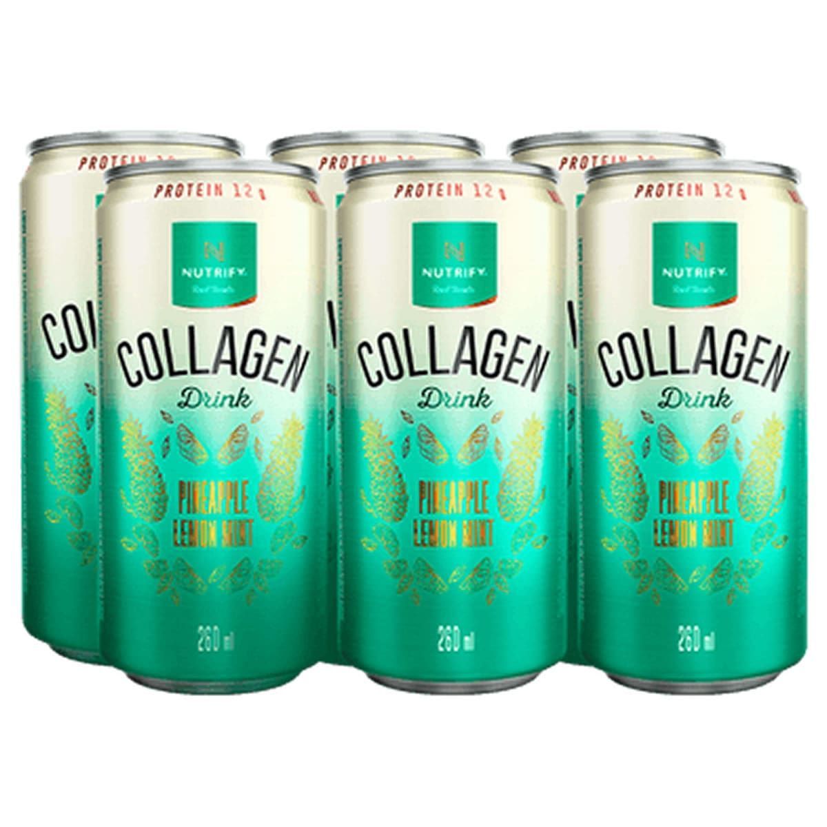 Collagen Drink - 6 Unidades 260ml Pineapple Lemon Mint - Nutrify