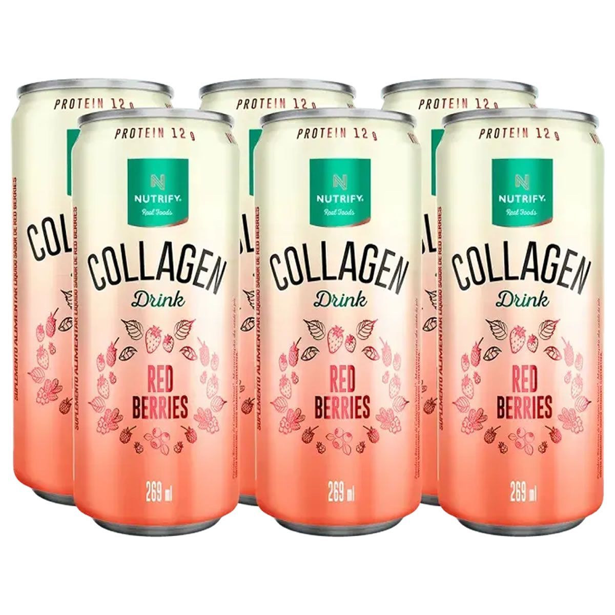 Collagen Drink - 6 Unidades 260ml Red Berries - Nutrify*** Data Venc. 30/08/2025