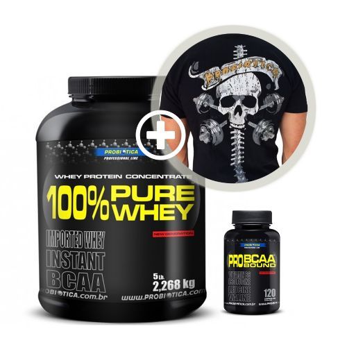 Combo 100% Pure Whey + Pro BCAA Bound + Camiseta - Probi�tica