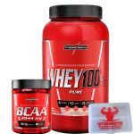 Combo 100% Whey 900g Morango + Bcaa 2:1:1 90 caps. + Porta Caps - Integralm�dica