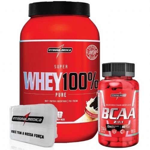 Combo 100% Whey Cookies + Bcaa 2:1:1 + Porta Caps - Integralm�dica