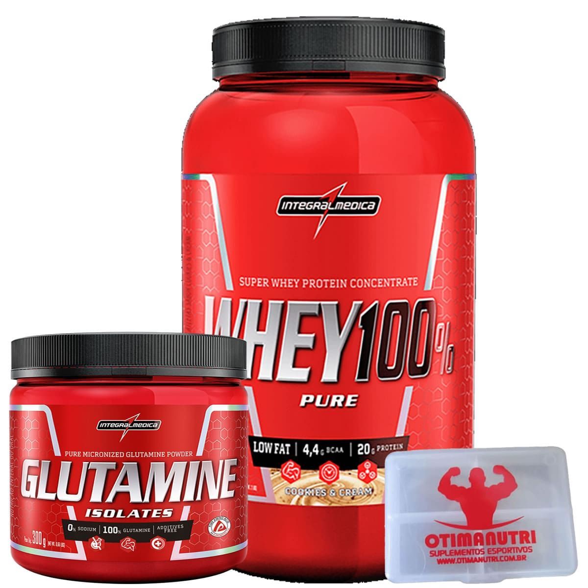 Combo 100% Whey Cookies + Glutamina + Porta Caps - Integralm�dica