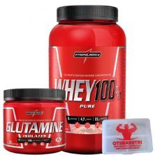 Combo 100% Whey Morango + Glutamina + Porta Caps - Integralm�dica