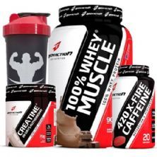 Combo - 100% Whey Muscle Chocolate 900g + X-FIRE 420 Cafe�ina + Creatine - Body Action