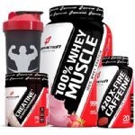 Combo - 100% Whey Muscle Morango 900g + X-FIRE 420 Cafe�ina + Creatine - Body Action
