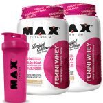 Combo 2 - Femini Whey - 900g Pa�oca + Coqueteleira - Max Titanium