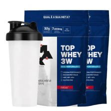 Combo 2 - Top Whey Morango 1800g +  Coqueteleira  - Max Titanium