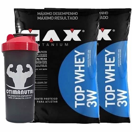 Combo 2 - Top Whey Vitamina de Frutas 1800g +  Coqueteleira  - Max Titanium