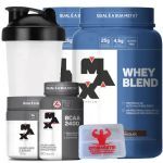 Combo 2 - Whey Blend 900g Chocolate + Creatina 150g + BCAA + Porta Caps + Coqueteleira - Max Titanium