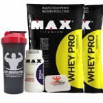 Combo 2 - Whey Pro 1500g Chocolate + BCAA + Porta Caps + Coqueteleira  - Max Titanium