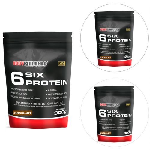 Combo 3 - Whey 6 Six Protein - Refil 900g Chocolate - BodyBuilders