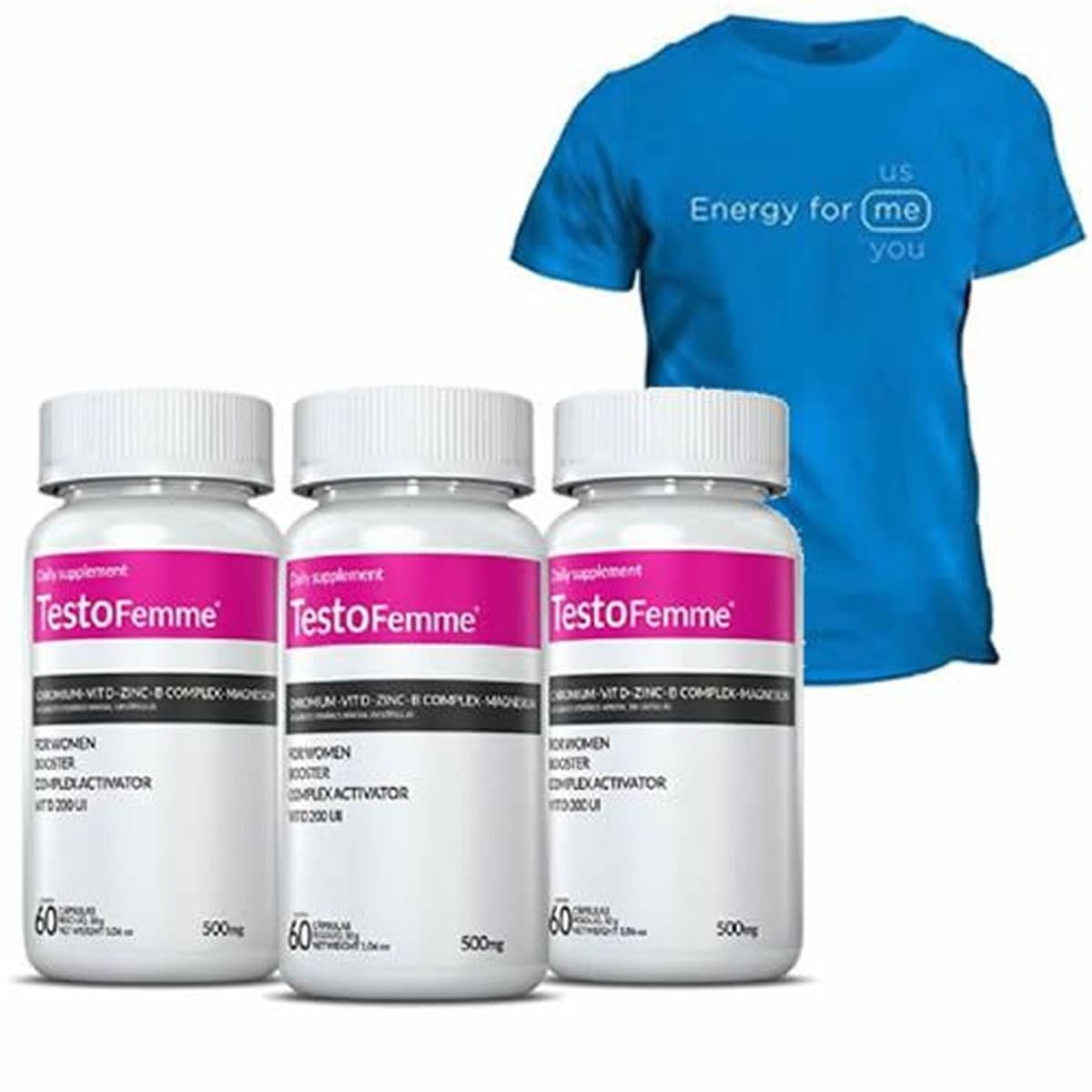 Combo - 3 TestoFemme - 60 C�psulas + Camiseta - Inove Nutrition
