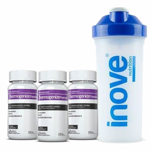Combo - 3 Thermogenize Femme - 60 C�psulas + Coqueteleira - Inove Nutrition