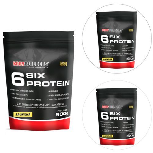 Combo 3 - Whey 6 Six Protein - Refil 900g Baunilha - BodyBuilders