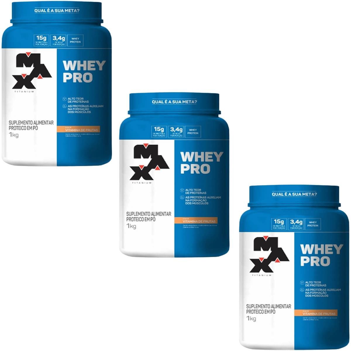 Combo 3 - Whey Pro - 1000g Vit.Frutas - Max Titanium