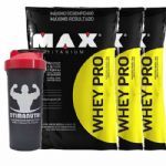 Combo 3 - Whey Pro 1500g Baunilha + Coqueteleira - Max Titanium
