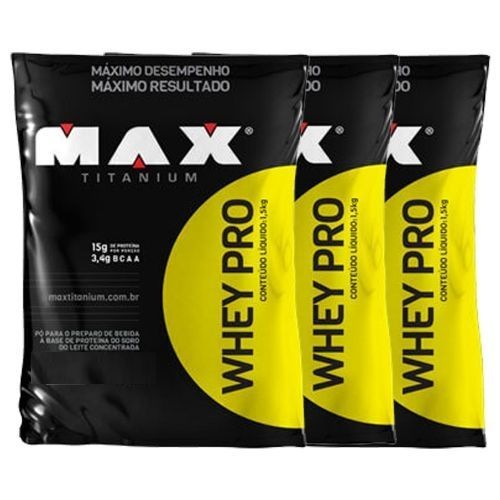 Combo 3 - Whey Pro - 1500g Refil Baunilha - Max Titanium