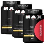 Combo  3X - 100% Whey Protein - 900g Baunilha - Max Titanium