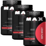 Combo  3X - 100% Whey Protein - 900g Morango - Max Titanium