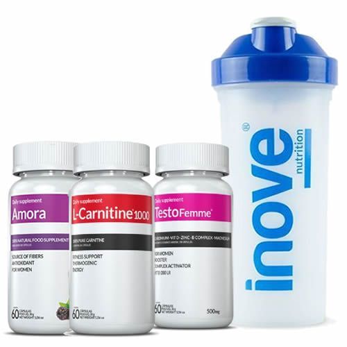 Combo - Amora + TestoFemme + L-Carnitine 1000 + Coqueteleira - Inove Nutrition
